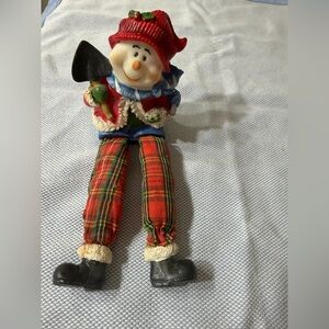 Red-Hat Holiday Elf Figurine with Plaid Legs